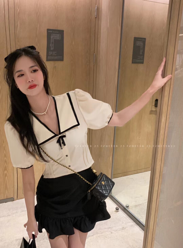 Live 102! [forever23] Korean style small fragrance simple shirt 821\hjy