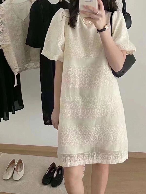 [Duomi] French jacquard bubble sleeve dress 8865\zxl