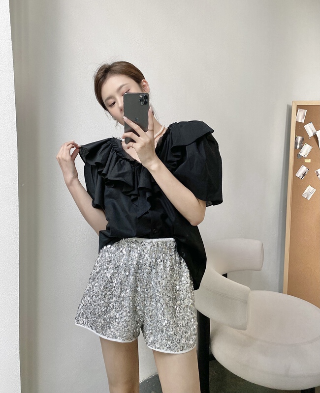 [modern 197] fashion sequins simple and versatile casual shorts 5616\lsl