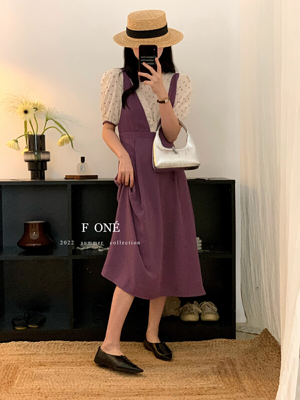 Polka Dot Round Neck Shirt Lace + suit strap skirt suit 66188\wpl
