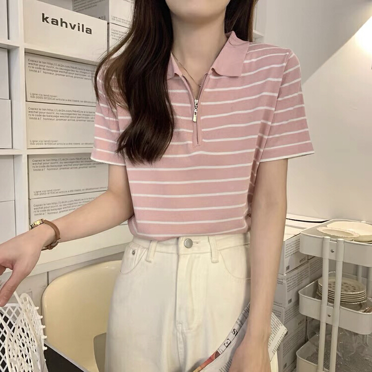 [Weika] Korean striped zip knit 8271ka\lsl