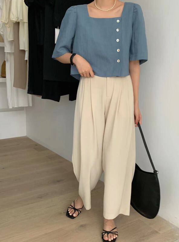 [wanna] straight loose wide leg casual pants 89258 \zxl