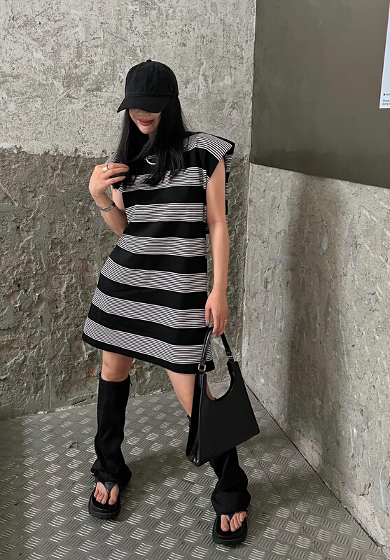 [f (x)] Korean stripe fashion dress lyq7116\ozq