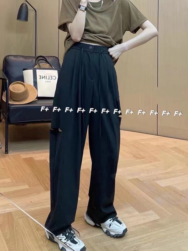 【F】 Korean loose and thin pants with holes 8679\hbx