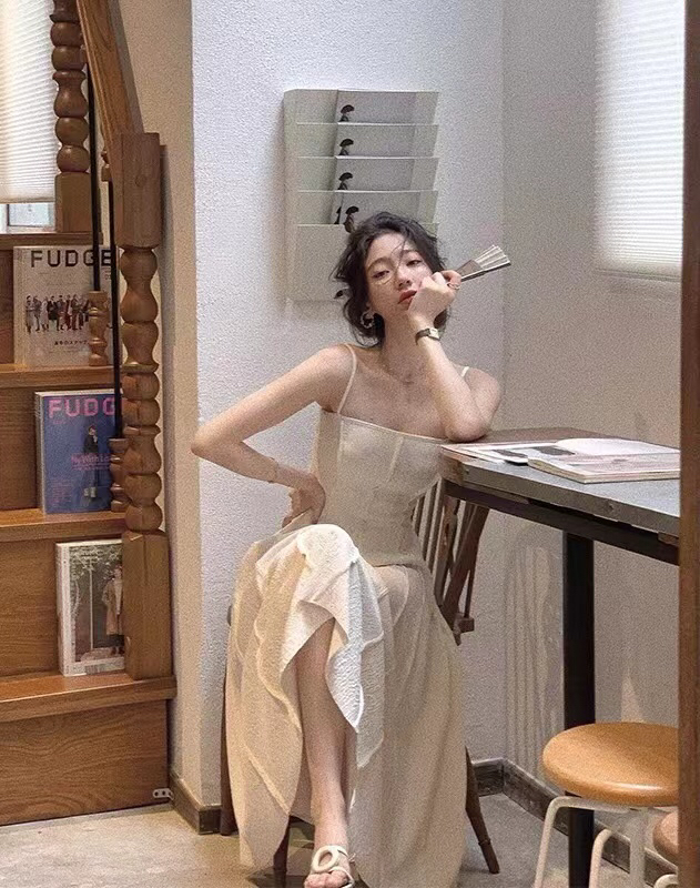 [hee] temperament long Sling Dress 5385\wpl