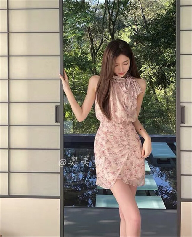 [Linna] pure floral thin dress 124672\jj