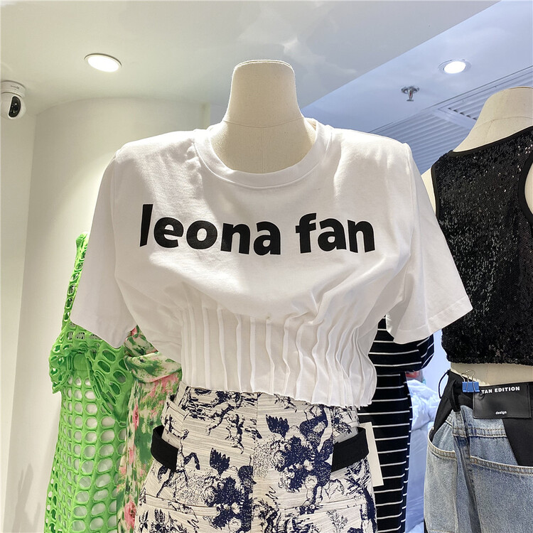 [Tan] letter print slim fit short sleeve T-shirt t3577\zxl
