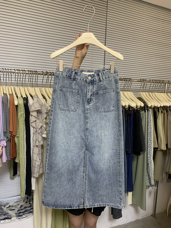 [going] pocket design denim versatile skirt 9625\hyy