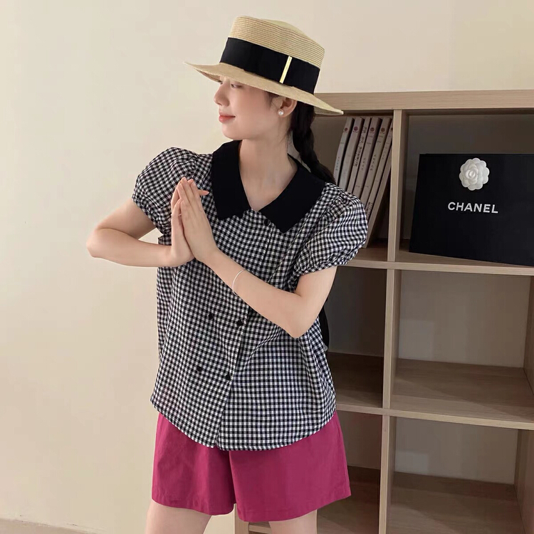 [gogoing] fashion double breasted plaid shirt 9608\hyy