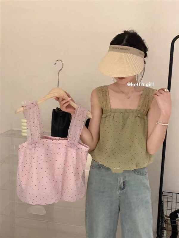 [gill] Korean wave dot sleeveless shirt 7061\zjy