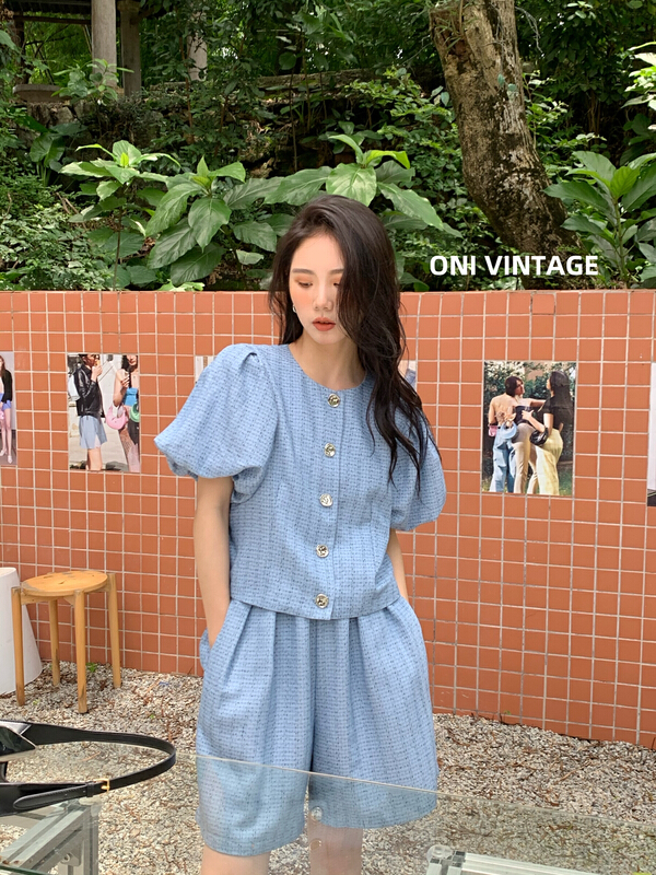 [onivinage oni] design sense waist, head, wide legs, versatile casual shorts oh224p5577