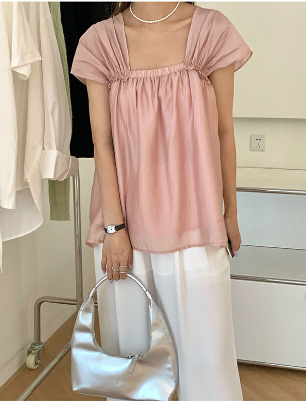 [the mind] chic Korean style summer solid color Tiansi small shirt 60535\jhy