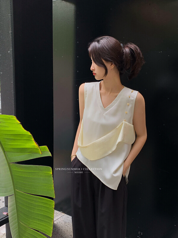 [neihe] sleeveless V-neck premium shirt 11589\zxx