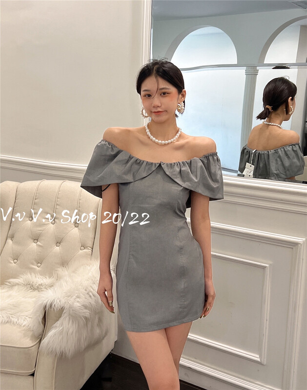 [v.v] off shoulder aging retro dress 7503\zxx