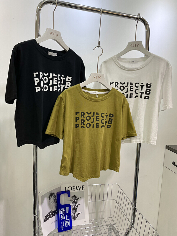 [9319] simple design letter short sleeve T-shirt 8183-1\l