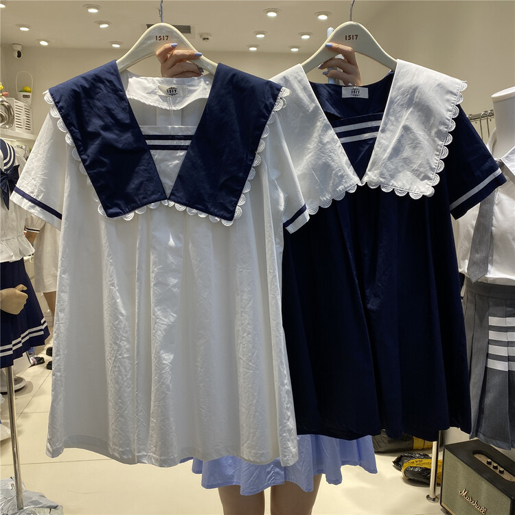 [1517] college style large lapel loose dress 6277\zjy
