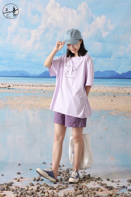 [original three element clothing] simple temperament leisure printed short sleeve T-shirt 22878