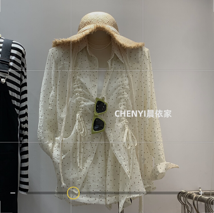 [Chenyi] wave point drawstring long sleeve sunscreen shirt + loose casual Shorts Set 1065\xyy