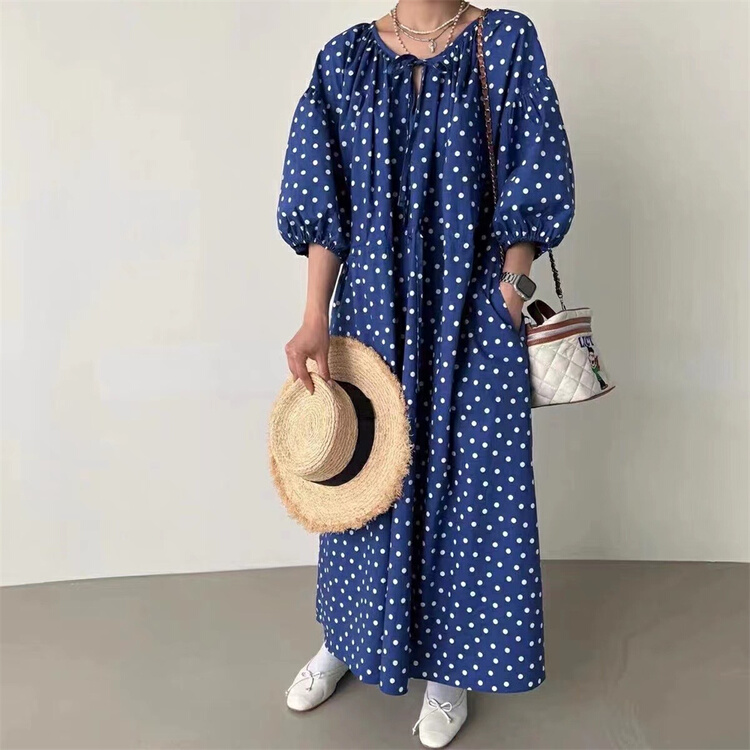 [rich rich] French retro Polka Dot round neck loose dress 9268\hyy