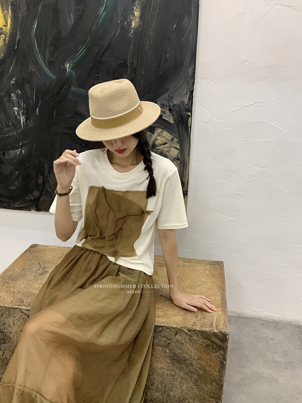 [neihe] niche three-dimensional decorative short sleeve T-shirt short sleeve T-shirt 22360