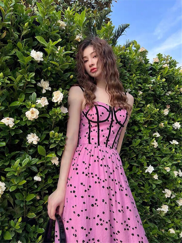 [Linna] little woman looks thin, color matching suspender dress 24662\jj
