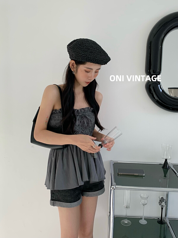 [onivinage oni] Korean cuffed denim shorts ow224n5654\cqw