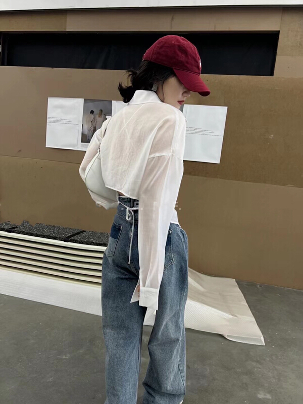 [Lala] niche design back strap sunscreen shirt 3155\wtt
