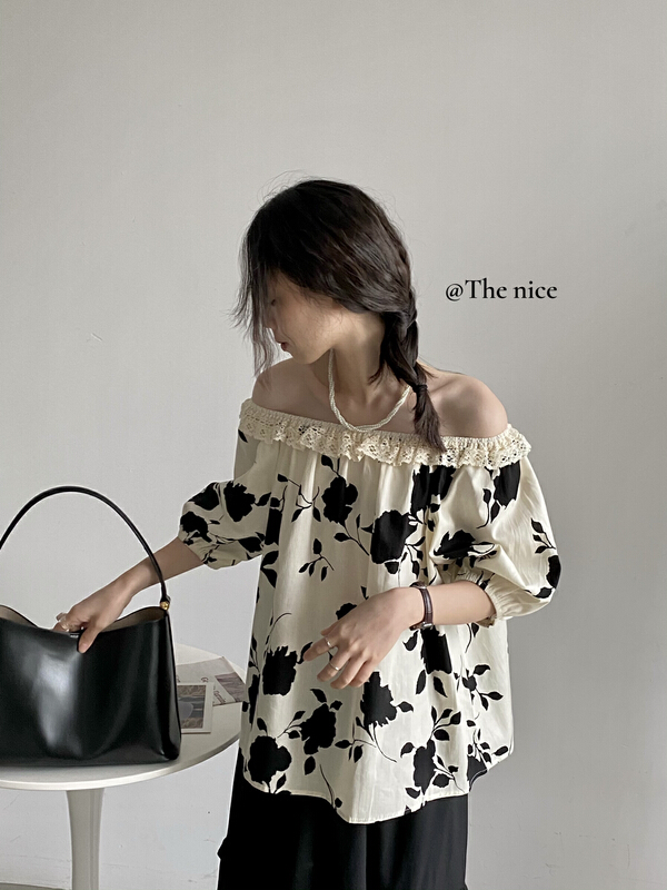 [the nice] splicing lace fashion shirt a9299\hjy