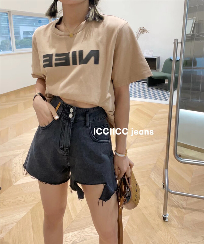[icciicc] high waist and thin texture versatile denim shorts 900353\cls