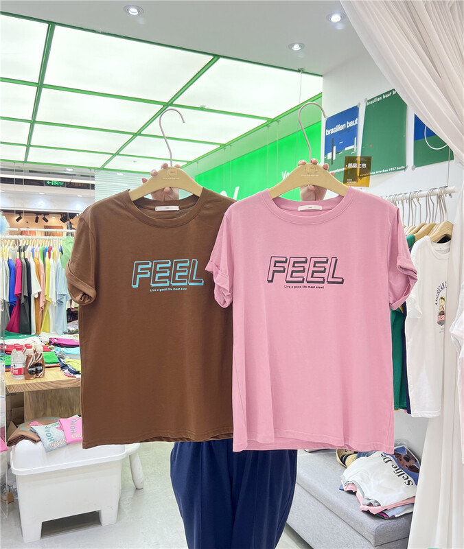 [1986] casual round neck letter loose short sleeve T-shirt f4003\lsl