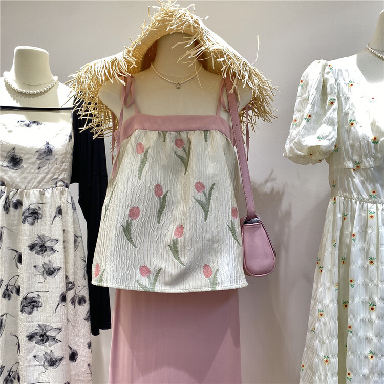 [of white] elegant and sweet lace up printed vest / suspender (suspender only) ys1-881627\hjy
