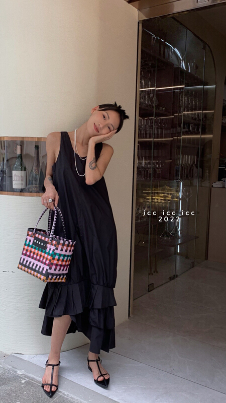 [ICC] niche design vest irregular hem dress 8196\pcz