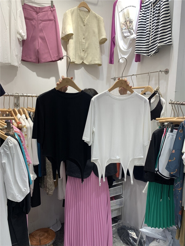 [JY] round neck simple solid color short sleeve T-shirt 6673\zzl