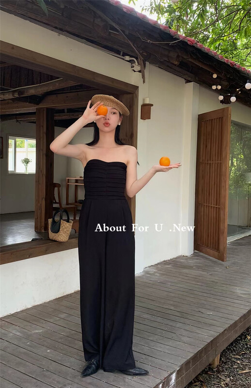 [about for u] advanced texture crimping waist slimming Jumpsuit 66231\zxx
