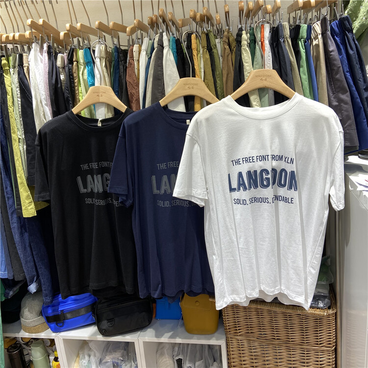 [ninestone nine stones] letter print comfortable short sleeve T-shirt 261027\l