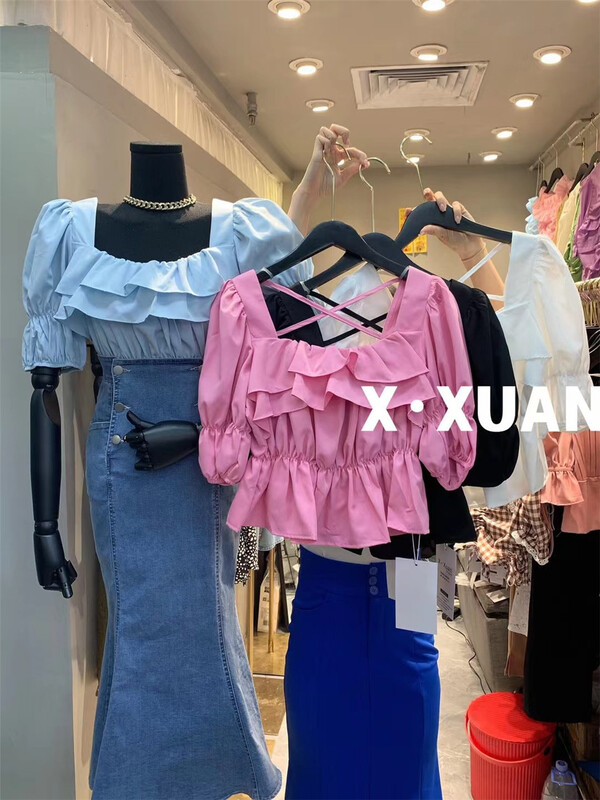 [x.xan] design sense retro slim fashion shirt (excluding necklace) 7378\pcz