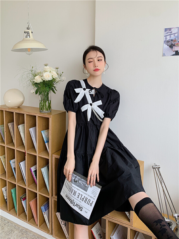 [AC] mesh flower decorative pearl chain dress (with diagonal belt) 7094\jj