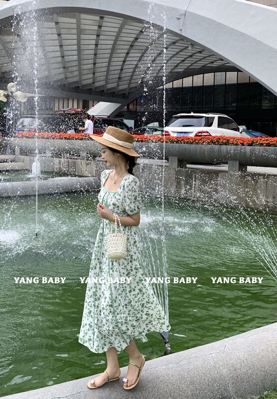 [Yang baby] floral style square neck thin dress (dress only) 93060-1\cl