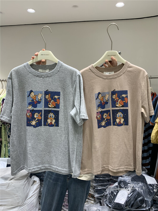 [benwo] cartoon Donald Duck print versatile short sleeve T-shirt ct06168\cls