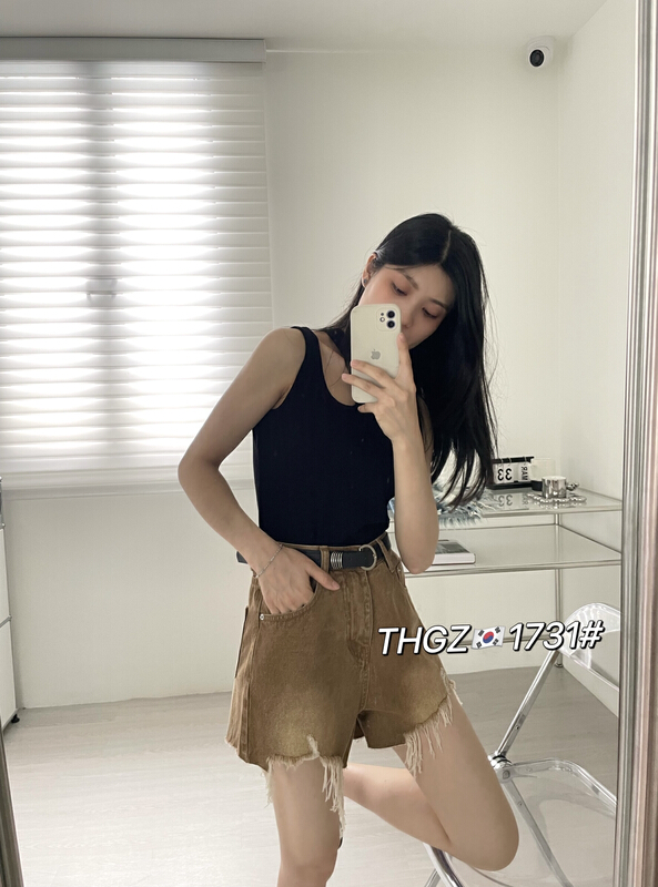 [fairy tale princess] foreign style version a woolen fringe versatile denim shorts (with belt) 1731\hjy