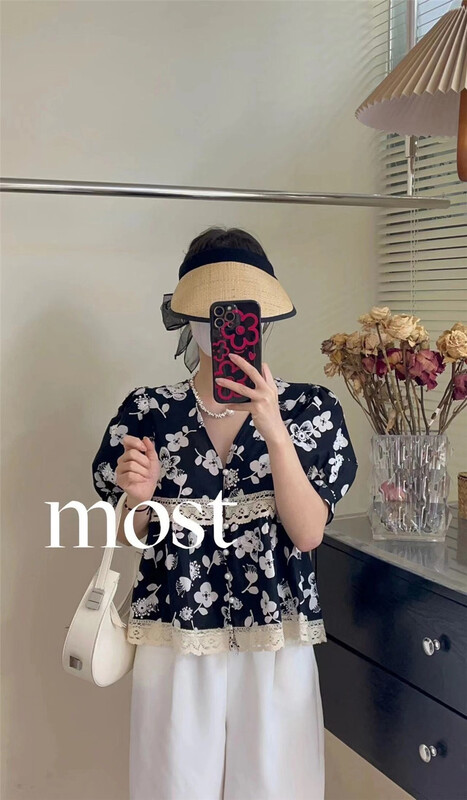[most] V-neck floral shirt 97268\zjy