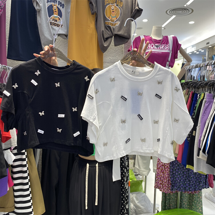 [al] fashion loose butterfly design Short Short Sleeve T-shirt ys1-6500\wpl