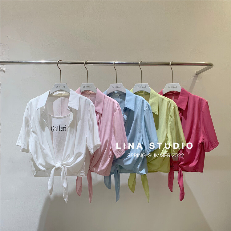 [Lina] Korean fake two short bandage blouses 8945-1\zxx