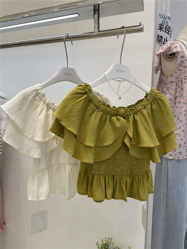 [Mihe] Korean solid color pull short shirt 2390\wpl