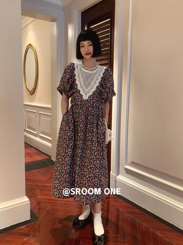 [s.room] idyllic romantic floral waist slim dress 2362\lsl