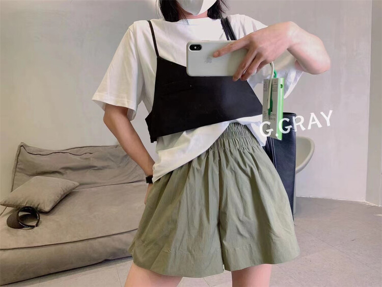[g.gray] elastic waist simple and versatile casual shorts 409\l