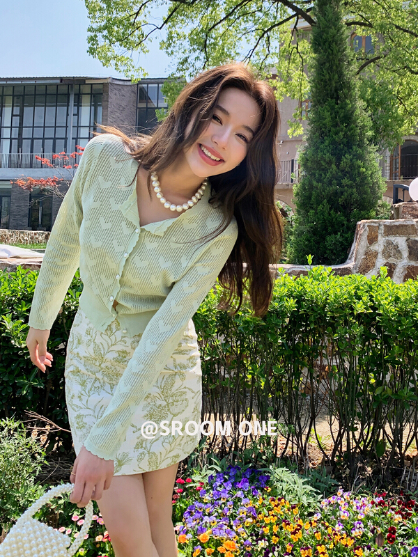 [s.room] round neck single breasted fashion knitted cardigan 7112\lsl