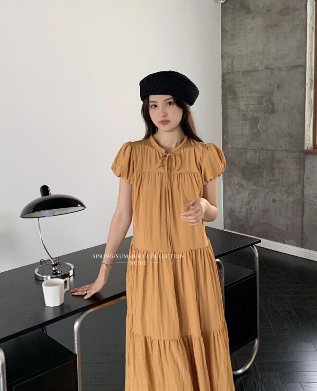 [neihe] French sweet bubble sleeve dress 11583\zxx