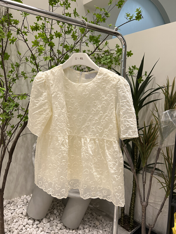[U grain] lace Pullover short sleeve shirt 5839\fhx