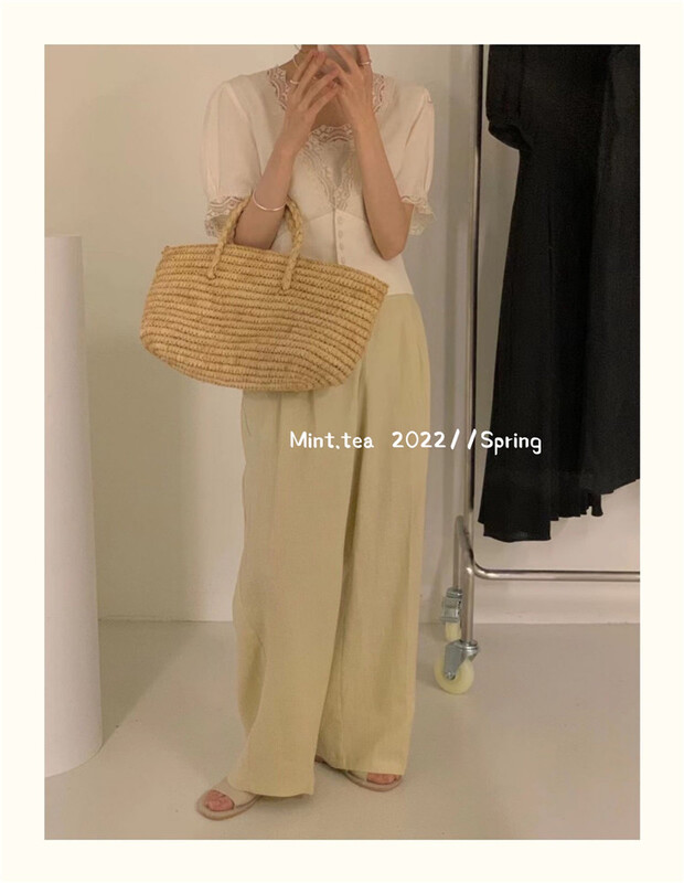 [mint tea] lace splicing simple shirt 22935\zjy